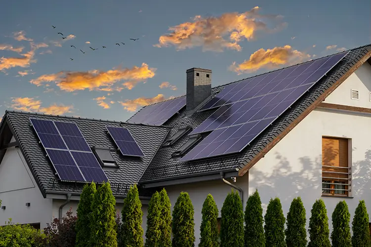 Solar panels on a house